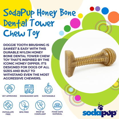 Honey Bone Dental Tower - Ultra Durable Chew Toy for Aggressive Chewers SodaPup
