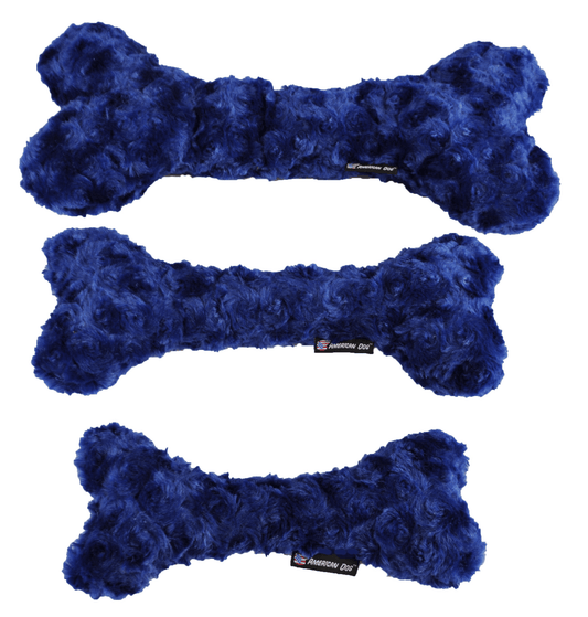 Nuggle Bone Soft Fleece Dog Toy - Small, Handmade Squeaky Bones American Dog