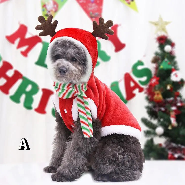 Festive Feline Christmas Cat Costume Dog Hugs Cat